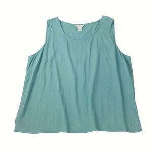 CITRON Santa Monica Silk Tank Top 3X – Sage Green Blue Sleeveless Blouse